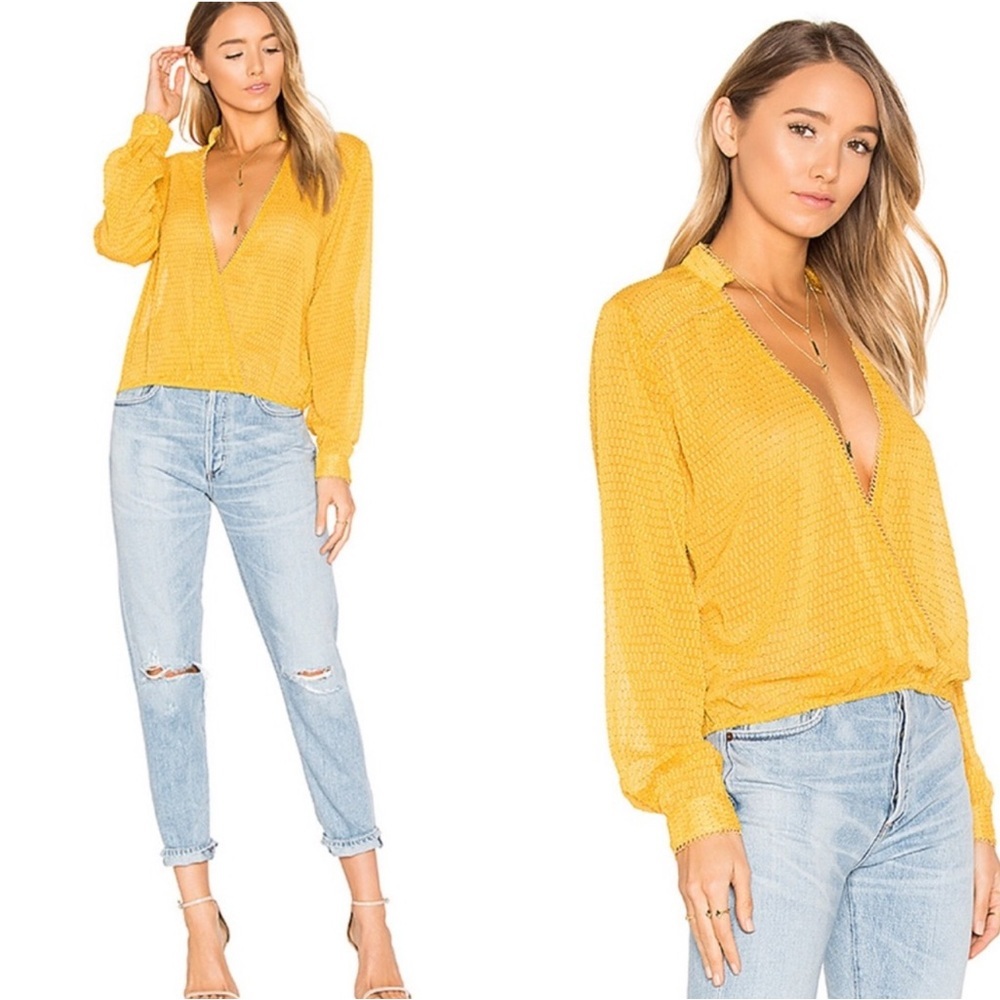 Revolve x House of Harlow 1960 Gold Mustard Yellow Joli Blouse